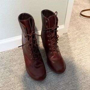 Timberland Brown Leather Lace-Up Heeled Ankle Boots